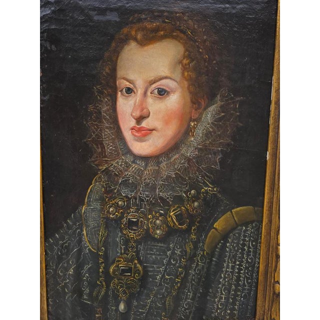 Circle of Juan Pantoja de la Cruz, Portrait of a Lady of the Spanish Court, 16th Century, Oil Painting For Sale - Image 9 of 13