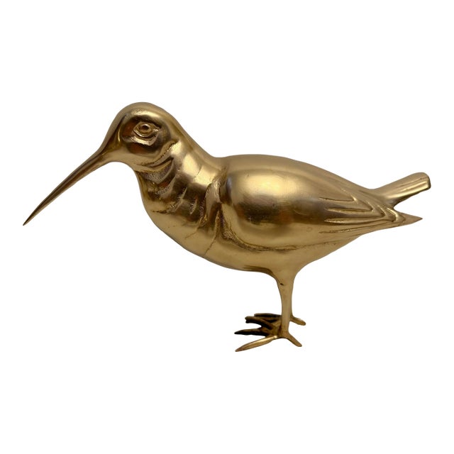 Vintage Hollywood Regency Brass Sandpiper Bird Sculpture For Sale