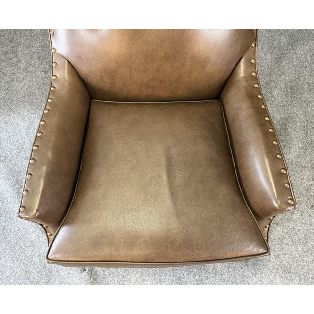 Brown New Showroom Sample Alden Parks Modern Leather Club Chair For Sale - Image 8 of 10