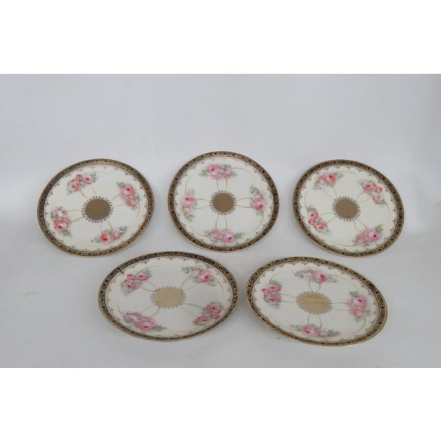 Cream Moschendorf Bavaria Porcelain 5 Pc Set Bread Butter Dessert Serving Plates 4500b For Sale - Image 8 of 13