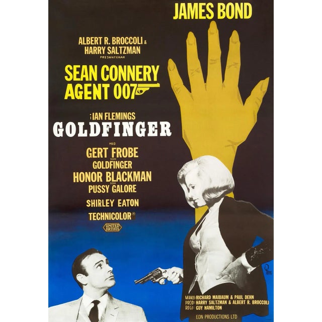 James Bond "Goldfinger" Original Vintage Film Poster by Gosta Aberg, Swedish, 1967 For Sale - Image 4 of 4