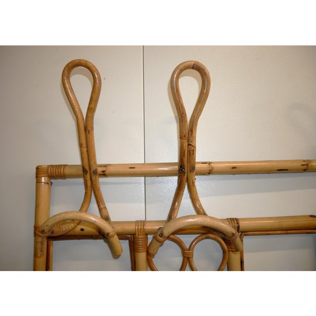 Mid-Century Modern Vintage Bamboo and Wicker Wall Coat Rack, 1960s For Sale - Image 3 of 17