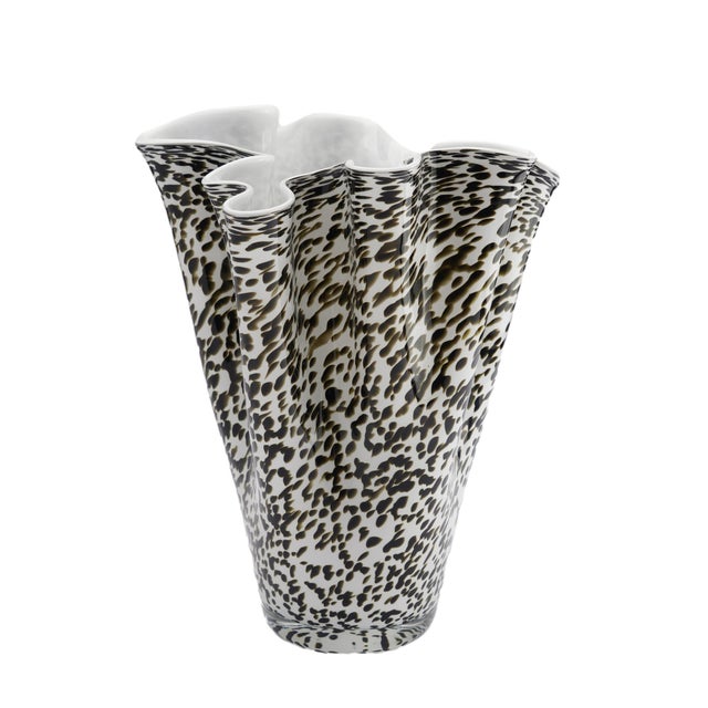 Mid-Century Modern Murano Mottled Glass Fazzoletto / Handkerchief Vase, 1950s For Sale - Image 3 of 9
