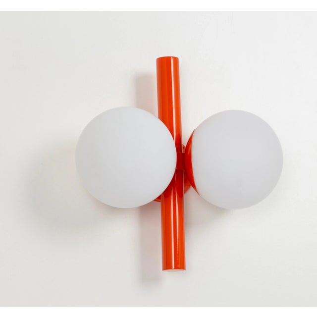 Metal Mid-Century Orbital Wall Light in Orange attributed to Kaiser, Germany, 1970s For Sale - Image 7 of 11