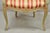 Mid 20th Century Vintage French Louis XV Style Green & Pink Painted Arm Chair W/ Striped Fabric For Sale - Image 5 of 12