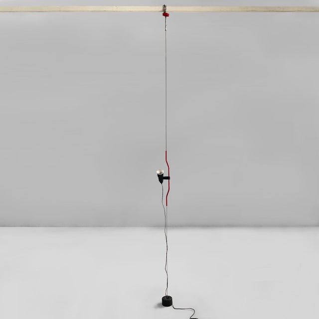 Italian Red Floor-to-Ceiling Lamp Parentesi by Achille Castiglioni and Pio Manzù for Flos, 1970s For Sale - Image 16 of 16