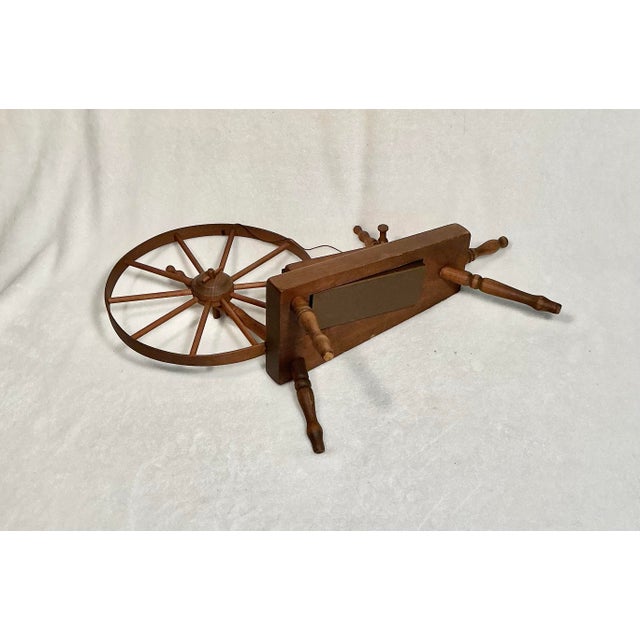 Vintage Decorative Tabletop Wooden Spinning Wheel Planter For Sale - Image 9 of 12