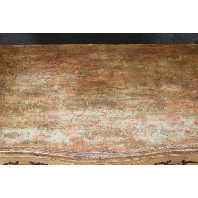 1950's Italian-Made Tasseled French Louis XV Style Distressed Painted Commode For Sale - Image 9 of 14