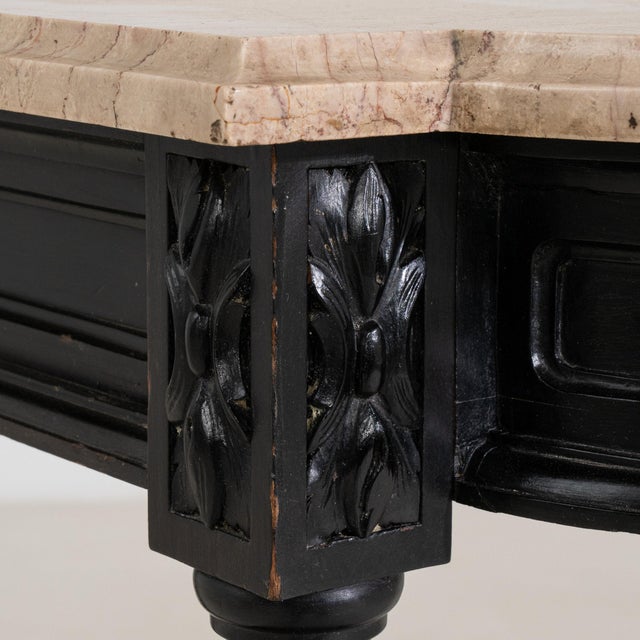 19th Century France Napoleon III Black Wood Console Table For Sale - Image 9 of 11