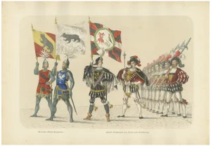 The Bernese Banners A Splendid Procession of Knights & Honor Guards, 1855, Print