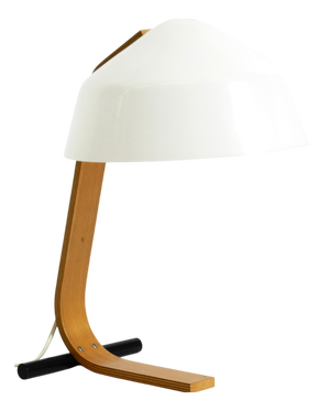 Vintage Space Age Plywood Table Lamp with Plastic Shade from Temde Leuchten, 1960s