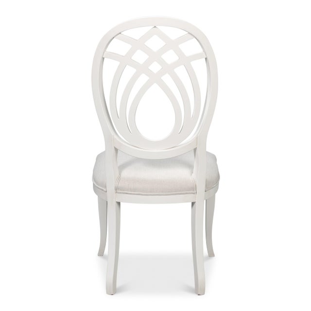 2020s Neoclassical Dining Chairs with Ribbon Backs in White, Sets of 2 For Sale - Image 5 of 11