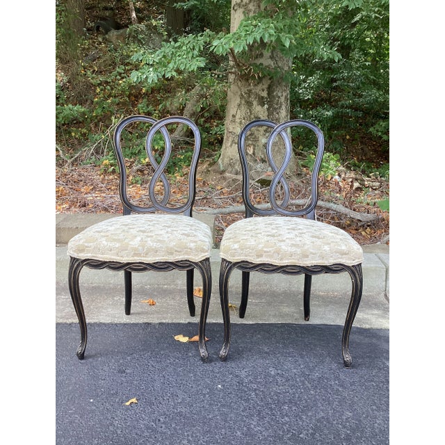 Pair of Hollywood Regency Style Side Chairs - Newly Upholsered in Pollack, 1970s For Sale - Image 9 of 10