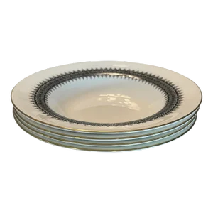Vintage Wedgwood Astor Black on White Rimmed Soup Bowl - Sets of 4