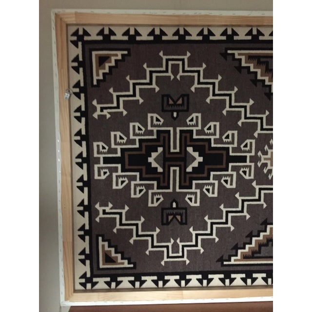 Tan Early 20th Century Vintage Framed Two Grey Hills Navajo Indian Rug, 6.25 X 4.13 Ft For Sale - Image 8 of 13