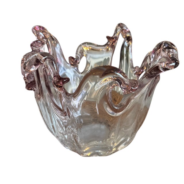 Italian Late 20th Century Amethyst and Crystal Murano Sommerso Fazzoletto Art Glass Vase For Sale - Image 3 of 13