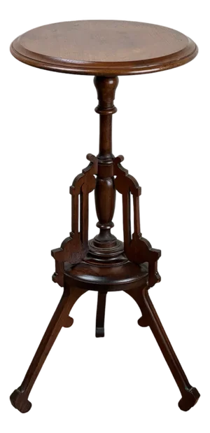 Antique Victorian Walnut Candle Stand C. Late 19th Century