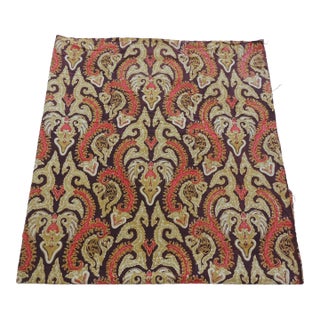Vintage Brown and Red Sarong Batik Fabric Panel For Sale