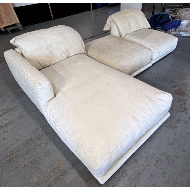 Montauk "Jill" Modular Sofa in Cream Off-White Velvet With Armless Chaise and Chair For Sale - Image 10 of 18