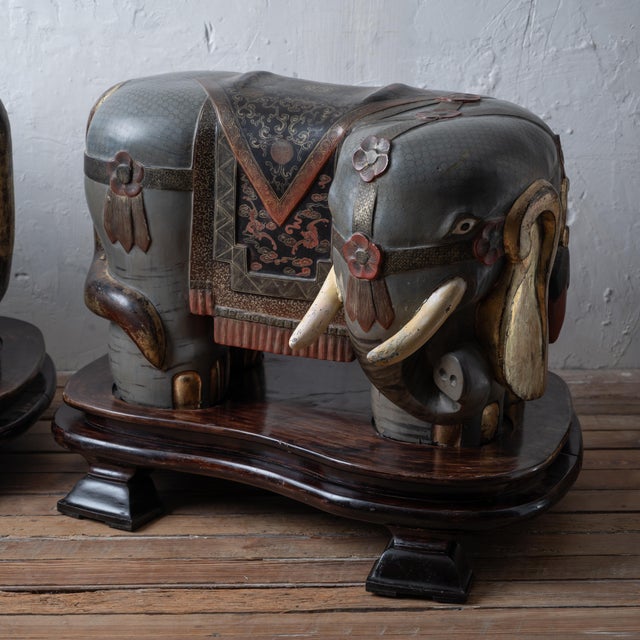 Chinese A Pair of Chinese Export Elephant Garden Stools For Sale - Image 3 of 18
