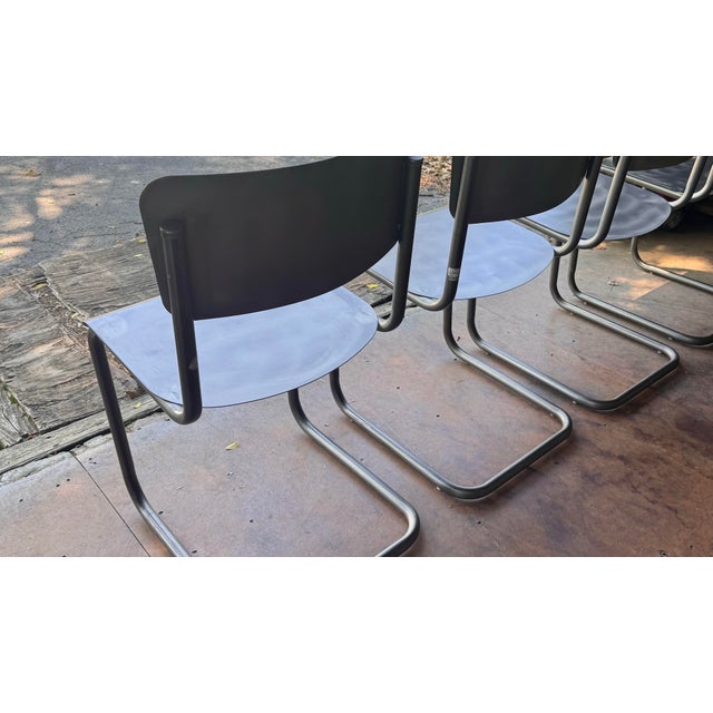 Restoration Hardware Vintage Metal Schoolhouse Chairs Set of 5 From Restoration Hardware’s Retired Collection For Sale - Image 4 of 4