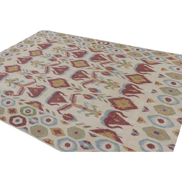 2010s Rug & Kilim’s Modern Classics Flatweave Rug in Cream-White With Ikats Patterns For Sale - Image 5 of 7