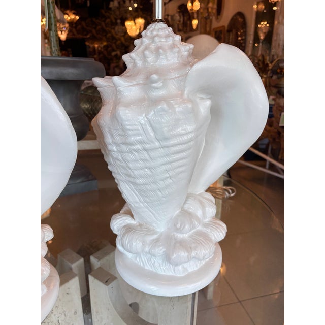 Vintage Palm Beach Plaster Shell Table Lamps Serge Roche Style Newly Wired - a Pair For Sale - Image 11 of 14