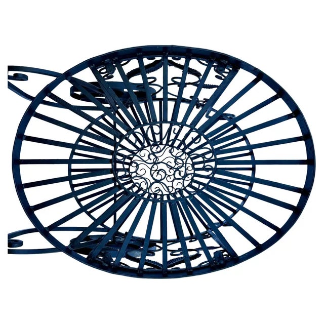 Metal Two Tier Wrought Iron Console Table Bar Cart Form Salterini Italian Scrollwork For Sale - Image 7 of 16