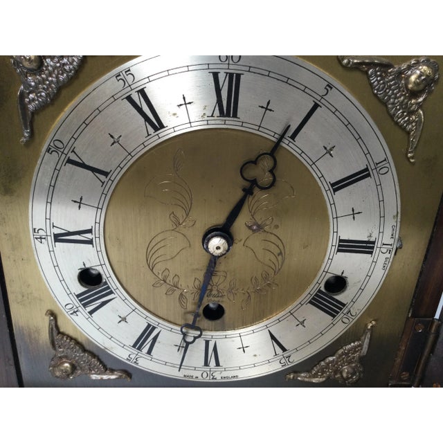 English Mid 20th Century Elliott of London Mahogany Caddy Top Bracket Clock For Sale - Image 3 of 10