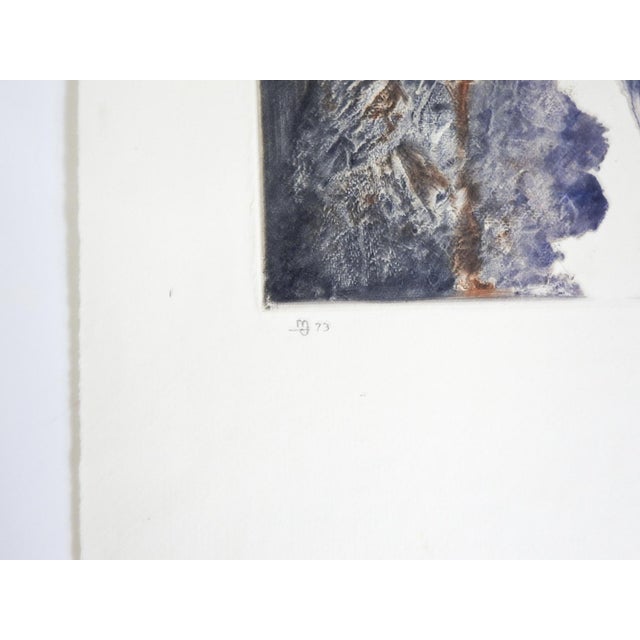 1973 monoprint on paper abstract portrait by Walter Crump (20th, 21st century) Massachusetts. Signed, dated in pencil...