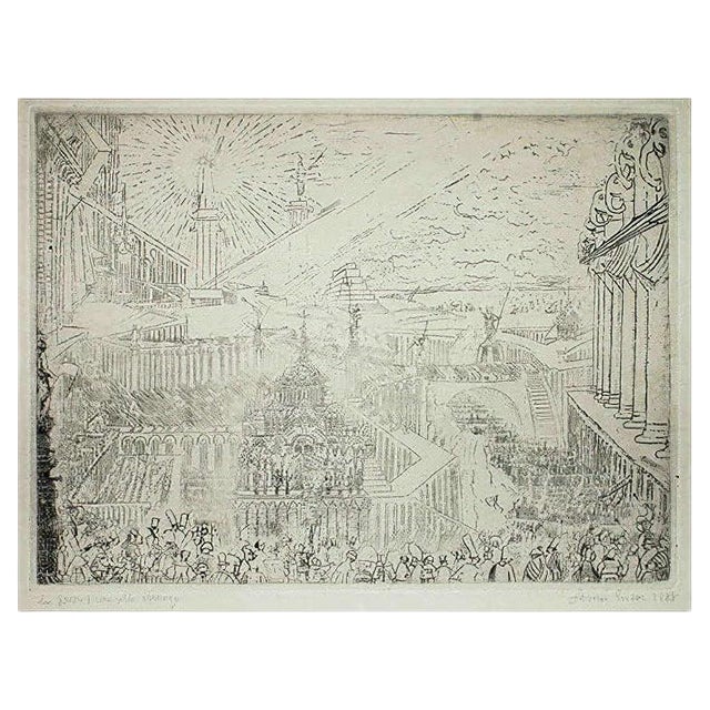 Capture of a strange town - Original Etching by James Ensor - 1888 1888 For Sale