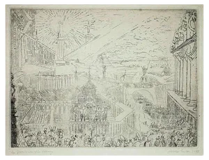 Capture of a strange town - Original Etching by James Ensor - 1888 1888