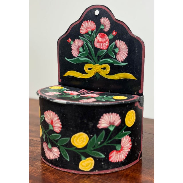 Vintage Wall-Mounted Tole Painted Metal Pocket For Sale - Image 4 of 13
