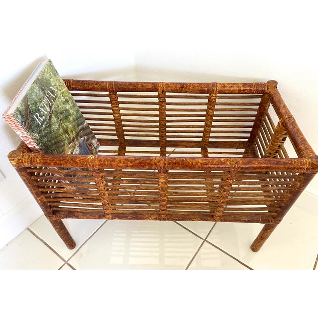 Large Vintage Scorched Burnt Bamboo Plant Stand For Sale - Image 9 of 12