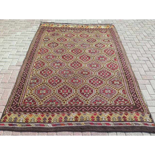 This beautiful rug is from western Turkey Touros mountains Nomads weaving. About 60 years old. This beautiful Jejim is...