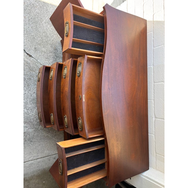 Traditional Bowfront Vintage Buffet, Server, or Bar Cabinet For Sale - Image 9 of 10