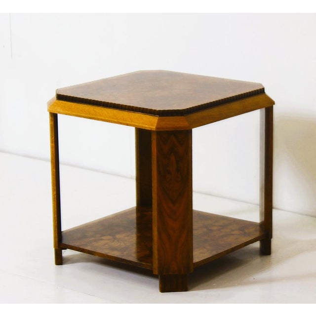 Art Deco French Side Table in Walnut Burl and Oak, 1925 For Sale - Image 14 of 14