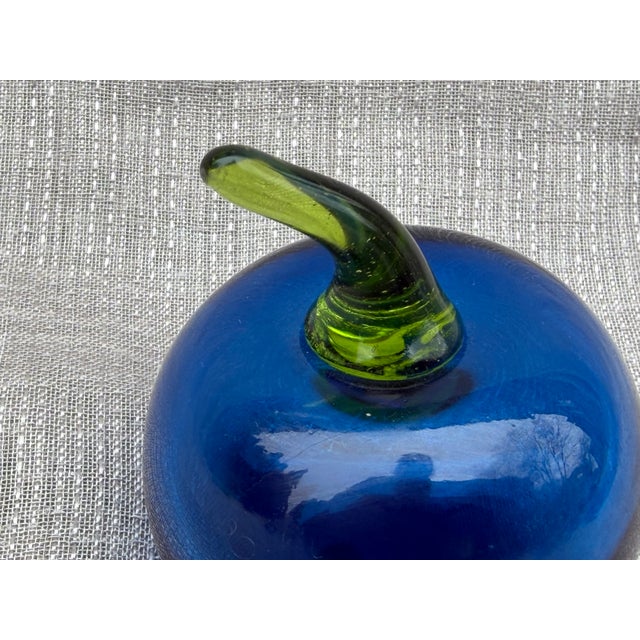 Vintage Blue Glass Tomato Paper Weight For Sale - Image 4 of 11