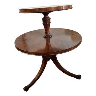 Vintage Solid Wood Two Tiered End Table For Sale