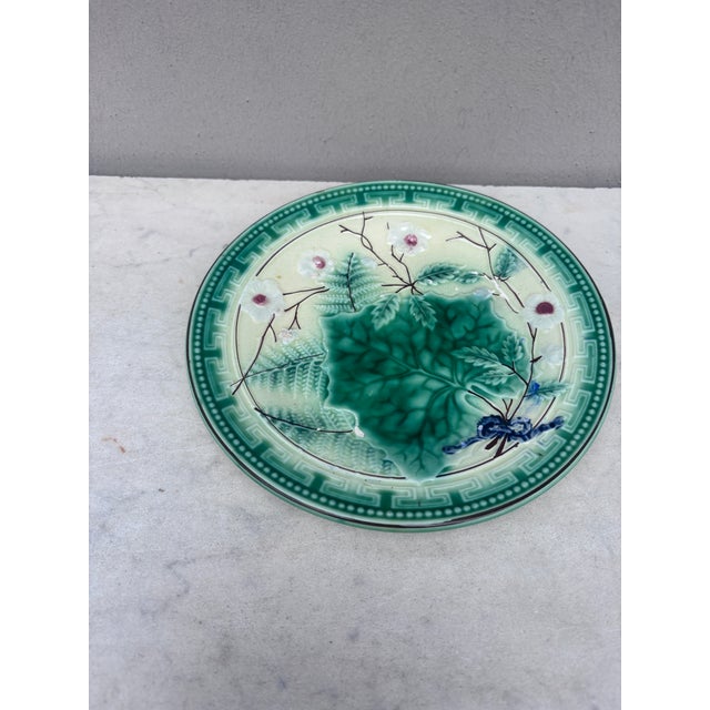 German Majolica Leaves & Ferns Plate, circa 1890.