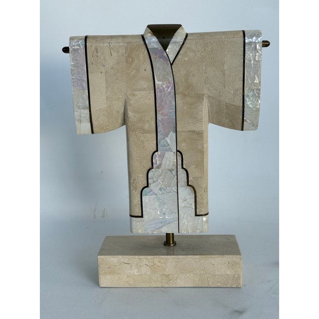Stone Vintage 1980's Tessellated Stone & Brass Decorative Kimono Sculpture by Maitland Smith For Sale - Image 7 of 11