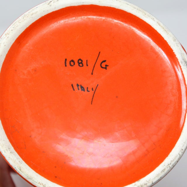 Italian Orange Ceramic Cylinder Vase, 11.5" — Marked 1081/G For Sale In Tampa - Image 6 of 8