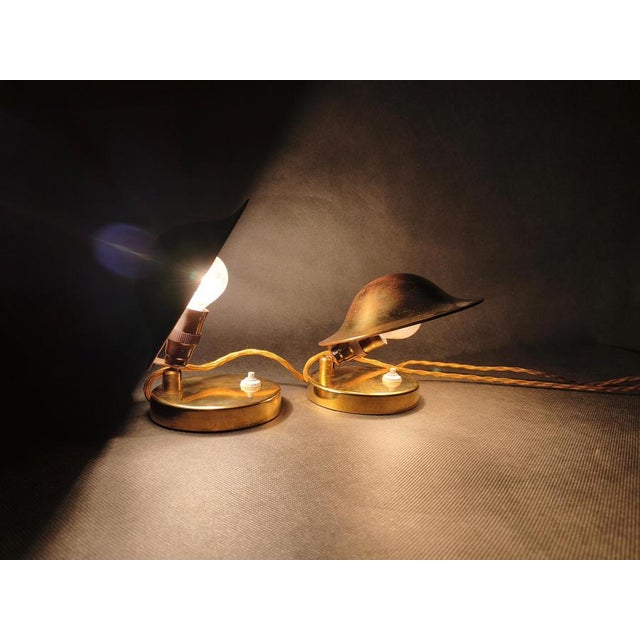 Gold Art Deco Adjustable Brass Table Lamps, 1930s, Set of 2 For Sale - Image 8 of 9