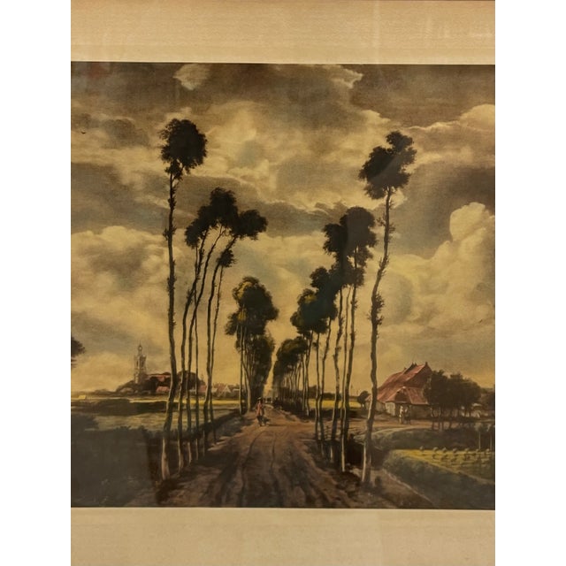 Gray Vintage Framed Landscape Print Depicting Tree-Lined Country Road With Dramatic Sky For Sale - Image 8 of 10