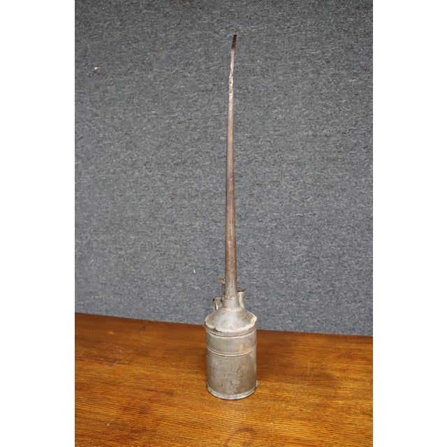 Metal Antique Tin Oil Can With Long Spout For Sale - Image 7 of 9