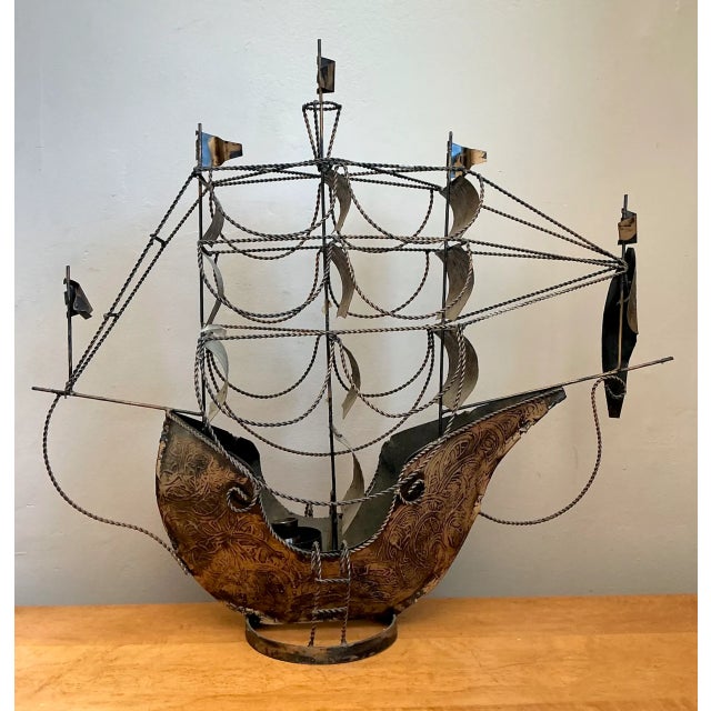 Brown Vintage Monumental Iron Nautical Ship Lamp For Sale - Image 8 of 12