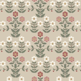 SAMPLE - Boråstapeter Sippor Wallpaper In Pinks And Natural For Sale
