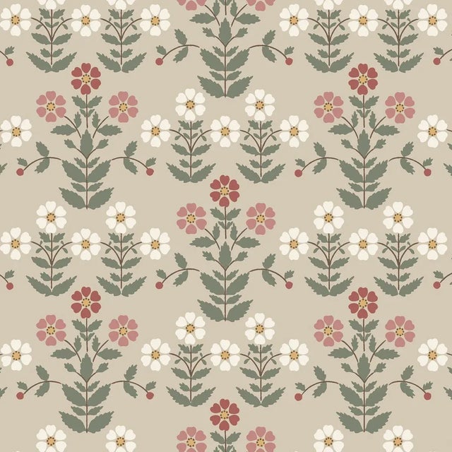 SAMPLE - Boråstapeter Sippor Wallpaper In Pinks And Natural For Sale