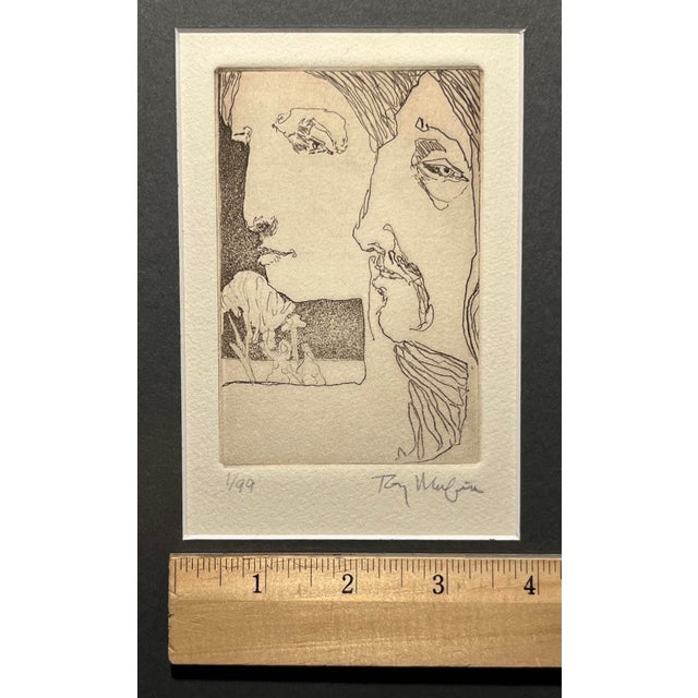 Rare Tony Mafia 1970s Etching Woman & Man Profiles Limited Edition 1/99 For Sale In Los Angeles - Image 6 of 8