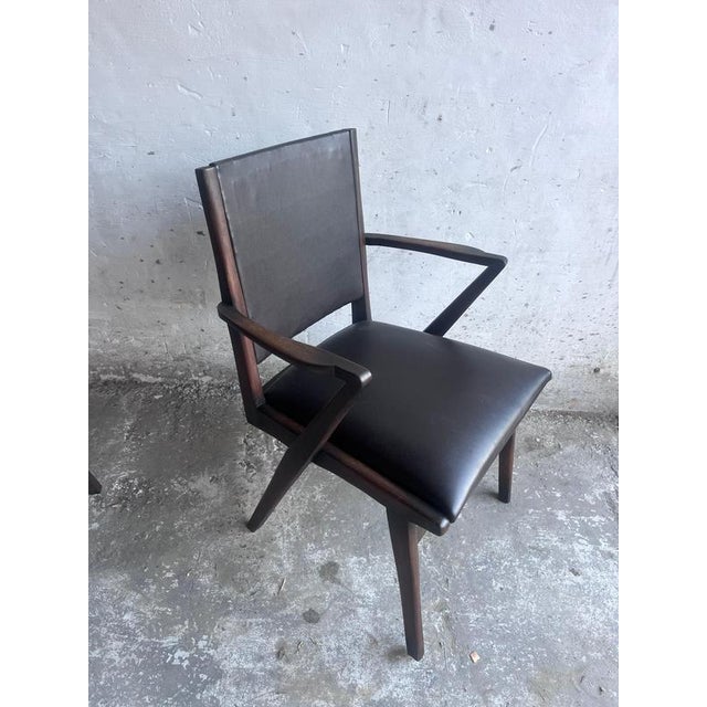Mid-Century Armchairs in Dark Wood and Brown Upholstery, 1960s, Set of 2 For Sale - Image 6 of 10